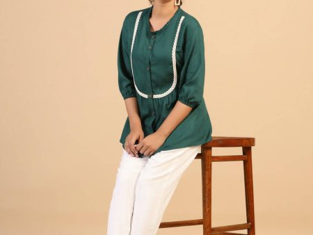 Womens Green Rayon Solid Top - Keeva For Cheap