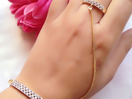 Gold-Plated Alloy American Diamond Hand Harness Bracelet - The Pari Fashion