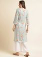 Blue Poly Rayon Floral Printed Straight Kurta - Prasuti Discount