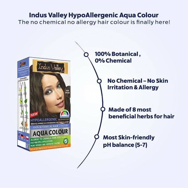 Indus Valley Botanical Hypo Allergic Aqua Color For Hair- Dark Brown Sale