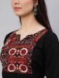 NOZ2TOZ Women Black Printed Yoke Straight Kurta With Three Qurter Sleeves Online Hot Sale