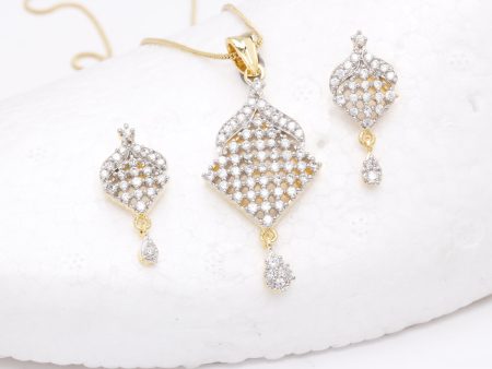 Gold-Plated Alloy American Diamond Pendant Necklace Set - The Pari Cheap