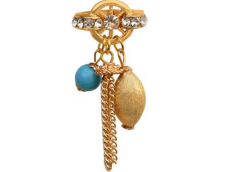 Gold-Plated Alloy Blue Charms Ring - The Pari Sale