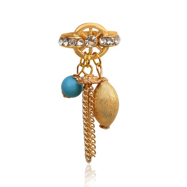 Gold-Plated Alloy Blue Charms Ring - The Pari Sale