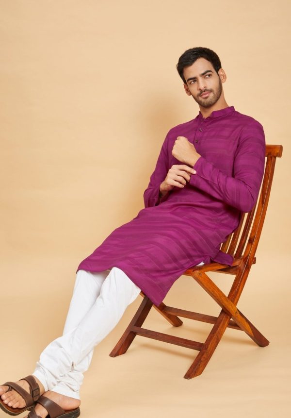 Amaranth Designer Men s kurta by Hilo Designs on Sale