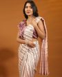 Peach Pure Georgette Sequence work Ready to wear Saree with stitched Blouse - Satiksha For Cheap