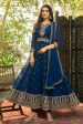 Blue Heavy Faux Georgette Anarkali Embroidered Kurta Set - Dhvani For Cheap