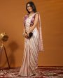 Peach Pure Georgette Sequence work Ready to wear Saree with stitched Blouse - Satiksha For Cheap