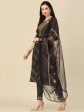 Black Embroidered Chinon Straight Kurta With Trouser & Dupatta - Salimar For Cheap