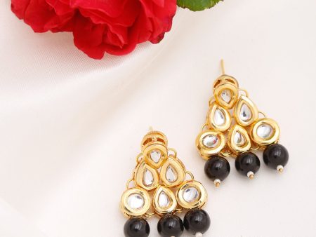 Black Contemporary Drop Earrings - Ruby Raang For Discount