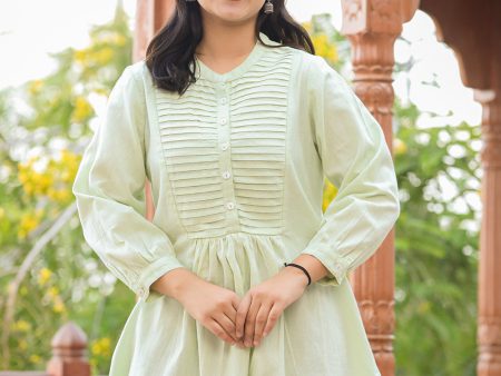 Kaajh Women s Pastel Green Cotton Tunic Top Online