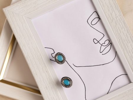 Blue Circular Studs Earrings - Ruby Raang Sale