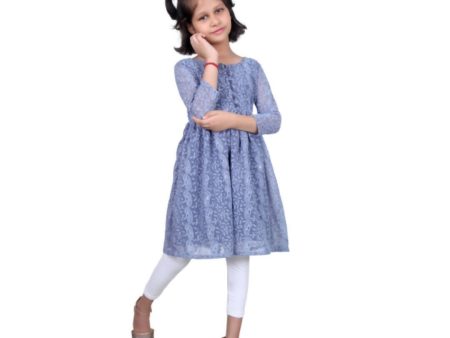 Akarshan viscose Lukhnowi Chikankari Anarkali kurta with Leggings - Grey For Discount