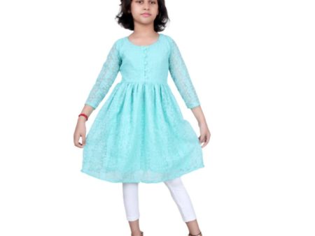 Akarshan viscose Lukhnowi Chikankari Anarkali kurta with Leggings - Green Cheap