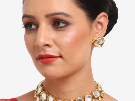 Gold Kundan Choker With Studs - Ruby Raang Online Sale