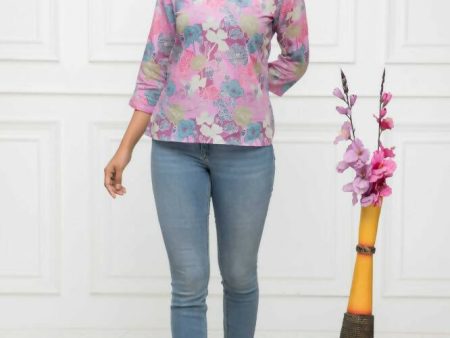 Myshka Women Multi Floral V-Neck Regular Sleeves Viscose Rayon Top Supply