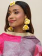 Yellow Gold-Plated Flower Maang Tika Earrings - Ruby Raang For Sale