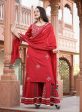 Kaajh Women s Red Rayon Embroidered Kurta Sharara Set With Dupatta For Discount