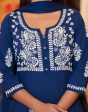 Kaajh Women s Navy Blue Lucknow Chikankari Kurta Pant Set With Dupatta Online Hot Sale