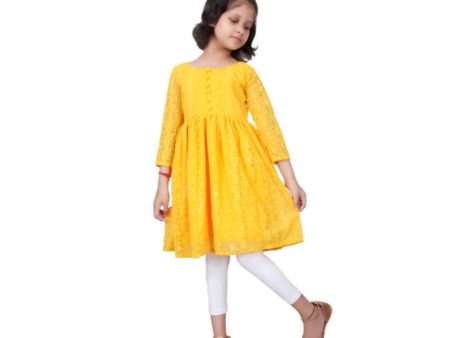 Akarshan viscose Lukhnowi Chikankari Anarkali kurta with Leggings - Yellow Online Hot Sale