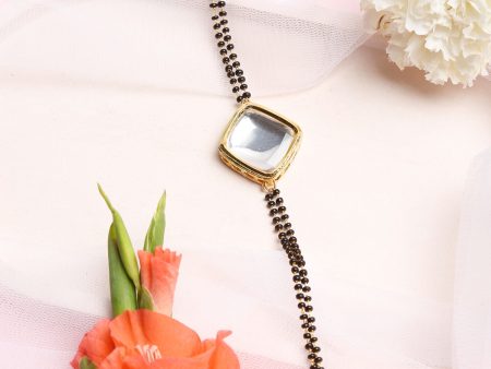 Black Kundan Mangalsutra Bracelet - Ruby Raang Sale