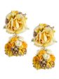 Yellow Gold-Plated Flower Maang Tika Earrings - Ruby Raang For Sale