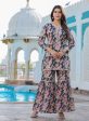 Kaajh Women s Grey Floral Printed Kurta With Sharara Fashion