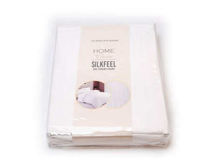 Jacquard Stripes Bedsheet Fitted Sheet - Queen with 2pc Pillow Case on Sale