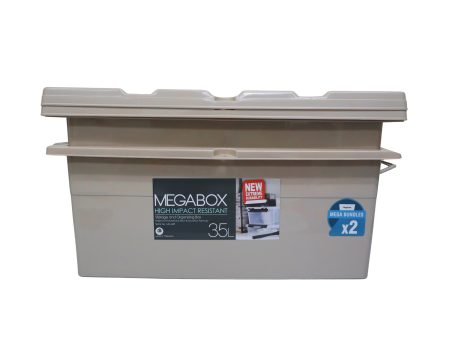 Megabox Storage Box 35L Set of 2 60 x 41.5 x 24cm (MG-689S) - Latte Beige For Cheap