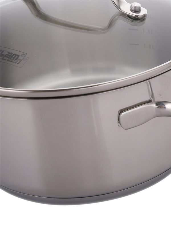 Neoflam Stainless Steel Casserole with Glass Lid For Sale