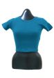 Landmark Cropped Round Neck Mini Sleeves Girls Teens tshirt - Slate Green on Sale