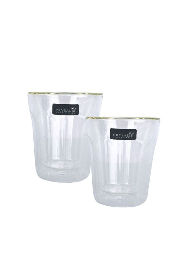 Crysalis Double Wall Rock Glass - Set of 2 For Discount