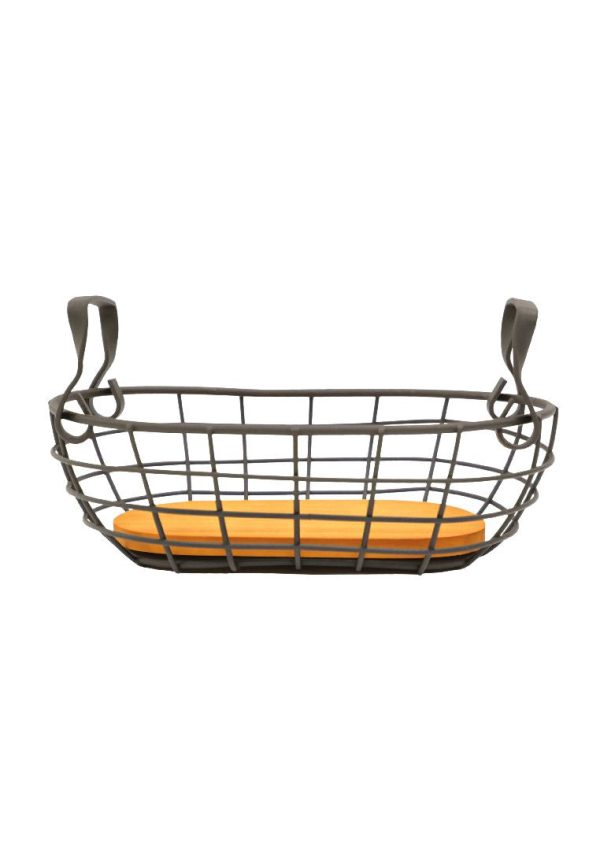 Landmark Receiving Oblong Basket with Rustic Handle 26 x 13 x 6cm Online Sale