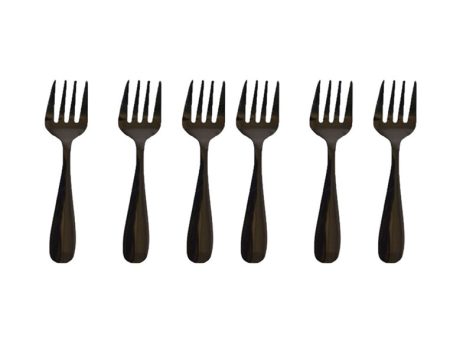 6piece Dessert Fork with Plastic Packaging - Black Hot on Sale