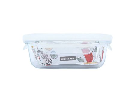 Cuisson Rectangle Glass Food Container 180ml with Lid - White For Sale