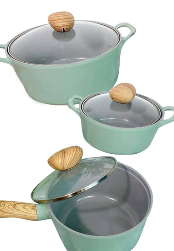 Retro Ceramic Sauce Pan with Glass Lid For Sale