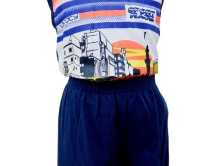 Landmark Sando And Short Set - Navy Blue Online now