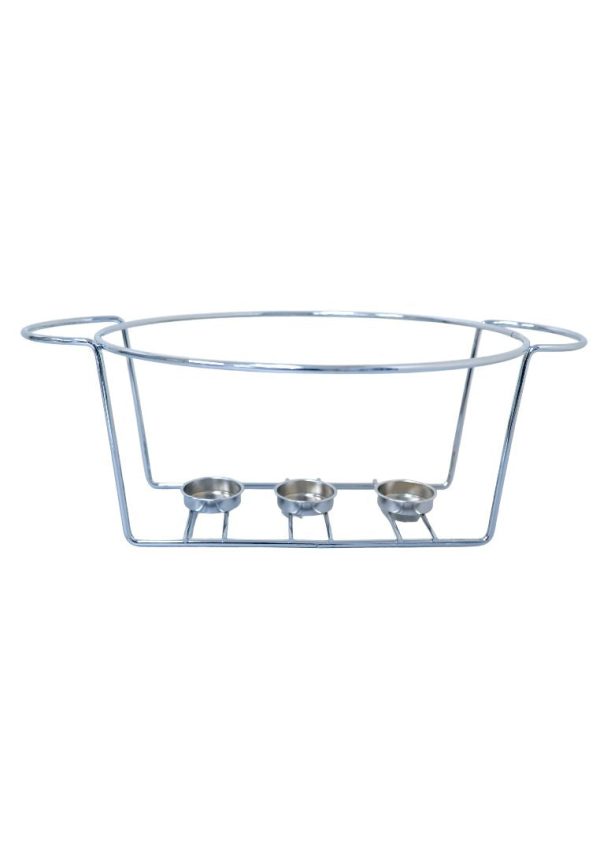 Slique Ceramic Round 3-Burner Casserole Dish 3.5L with Glass Lid and Chrome Stand Sale