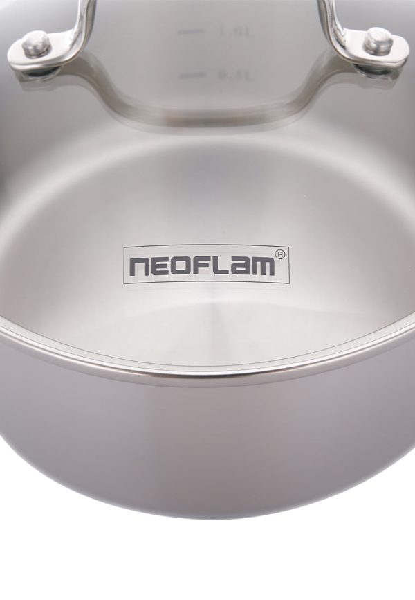 Neoflam Stainless Steel Casserole with Glass Lid For Sale