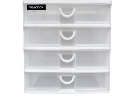 Megabox 4-Layered Medium Mini Drawer 34 x 24 x 36cm (MG-168S-4L) - White For Sale