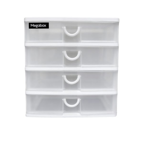 Megabox 4-Layered Medium Mini Drawer 34 x 24 x 36cm (MG-168S-4L) - White For Sale