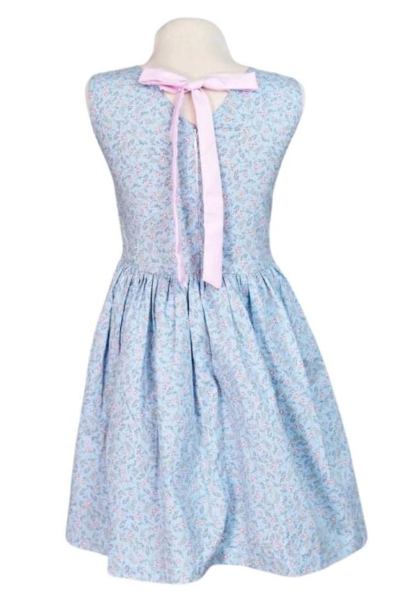 Landmark Round Neck Dress Sleeveless V-Back with Tie Knot Floral Print - Floral Blue Online Sale