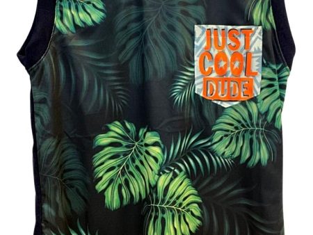 Landmark Muscle Set Cool Dude with Leaves Patch Pocket Print and Plain Shorts Navy Blue White For Sale