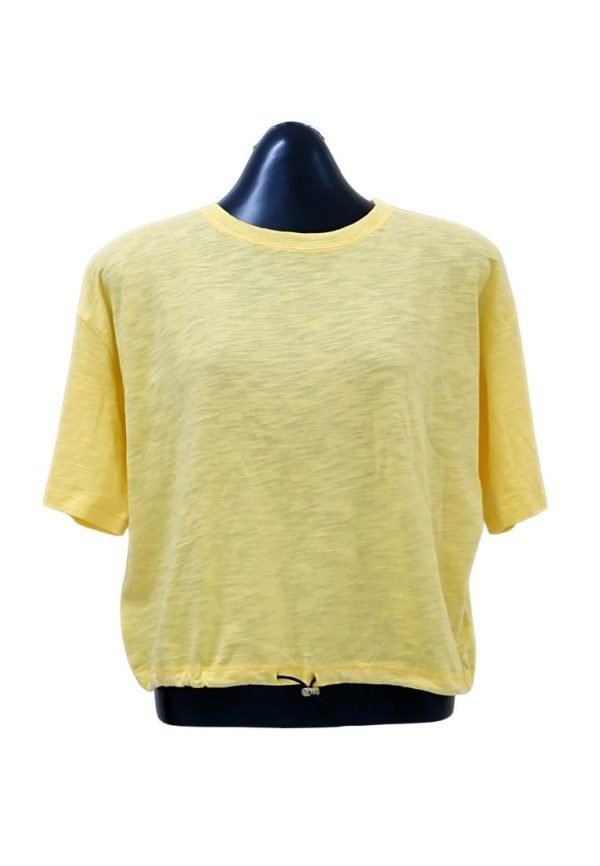 Landmark Round Neck Girls teens T-Shirt Cropped Boxy - Yellow Cheap