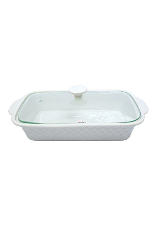 Slique Ceramic Oval 3-Burner Casserole Dish 2.9L with Glass Lid and Chrome Stand Discount