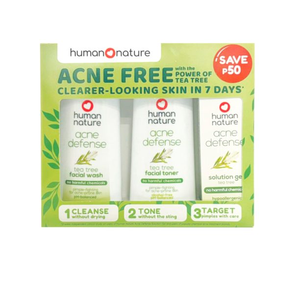 Human Nature Acne Defense Trio: Acne Defense Facial Wash 100ml, Acne Defense Toner 100ml, & Acne Defense Solution Gel 20g on Sale