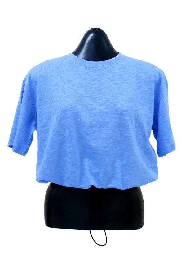 Landmark Round Neck Girls teens T-Shirt Cropped Boxy - Blue For Sale