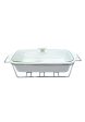 Slique Ceramic Oval 3-Burner Casserole Dish 2.9L with Glass Lid and Chrome Stand Discount