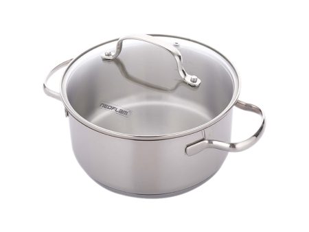 Neoflam Stainless Steel Casserole with Glass Lid For Sale