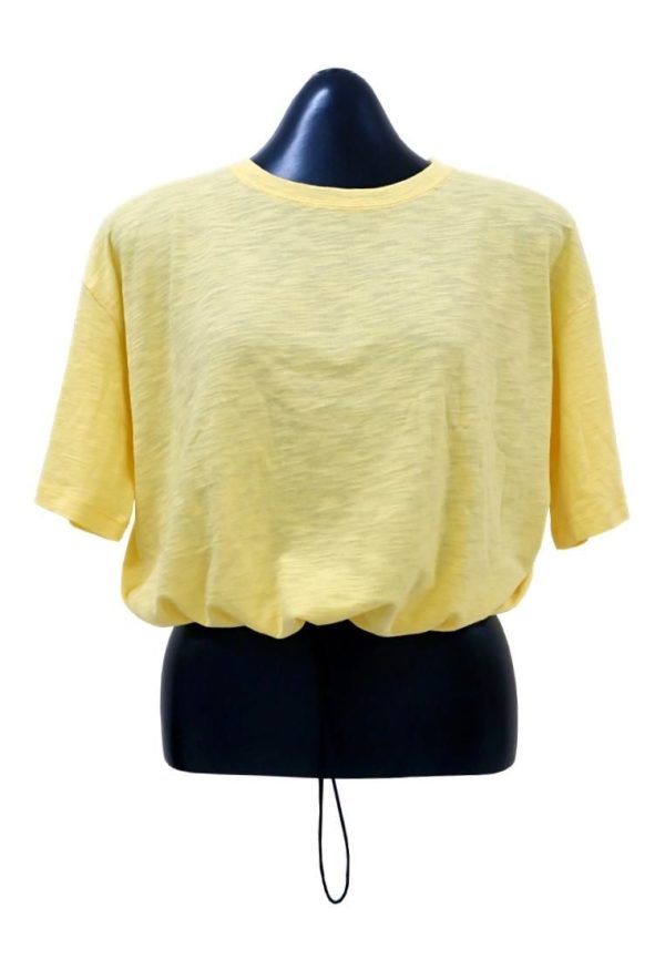 Landmark Round Neck Girls teens T-Shirt Cropped Boxy - Yellow Cheap